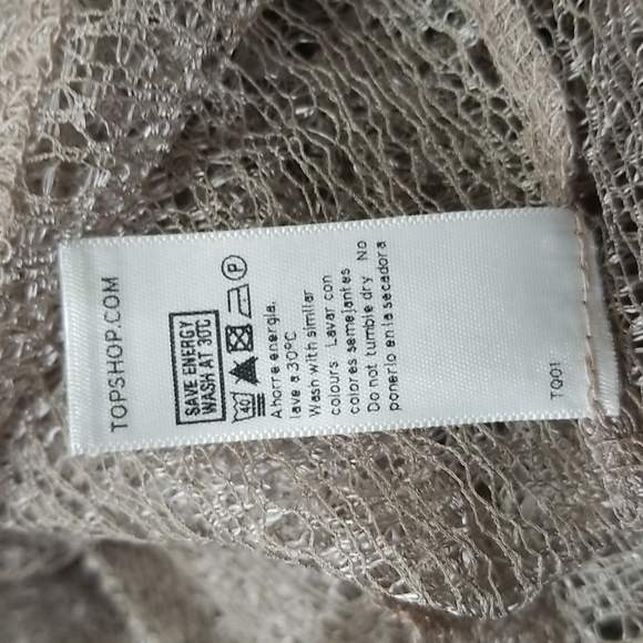 TOP SHOP TAUPE LACE CROP TOP WITH RUFFLED SLEEVES SIZE 6 ZIPPER BACK - Picture 8 of 8